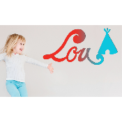 Plaque de Porte Personnalisée Enfant - Motif Tipi - Couleur Rouge/Turquoise