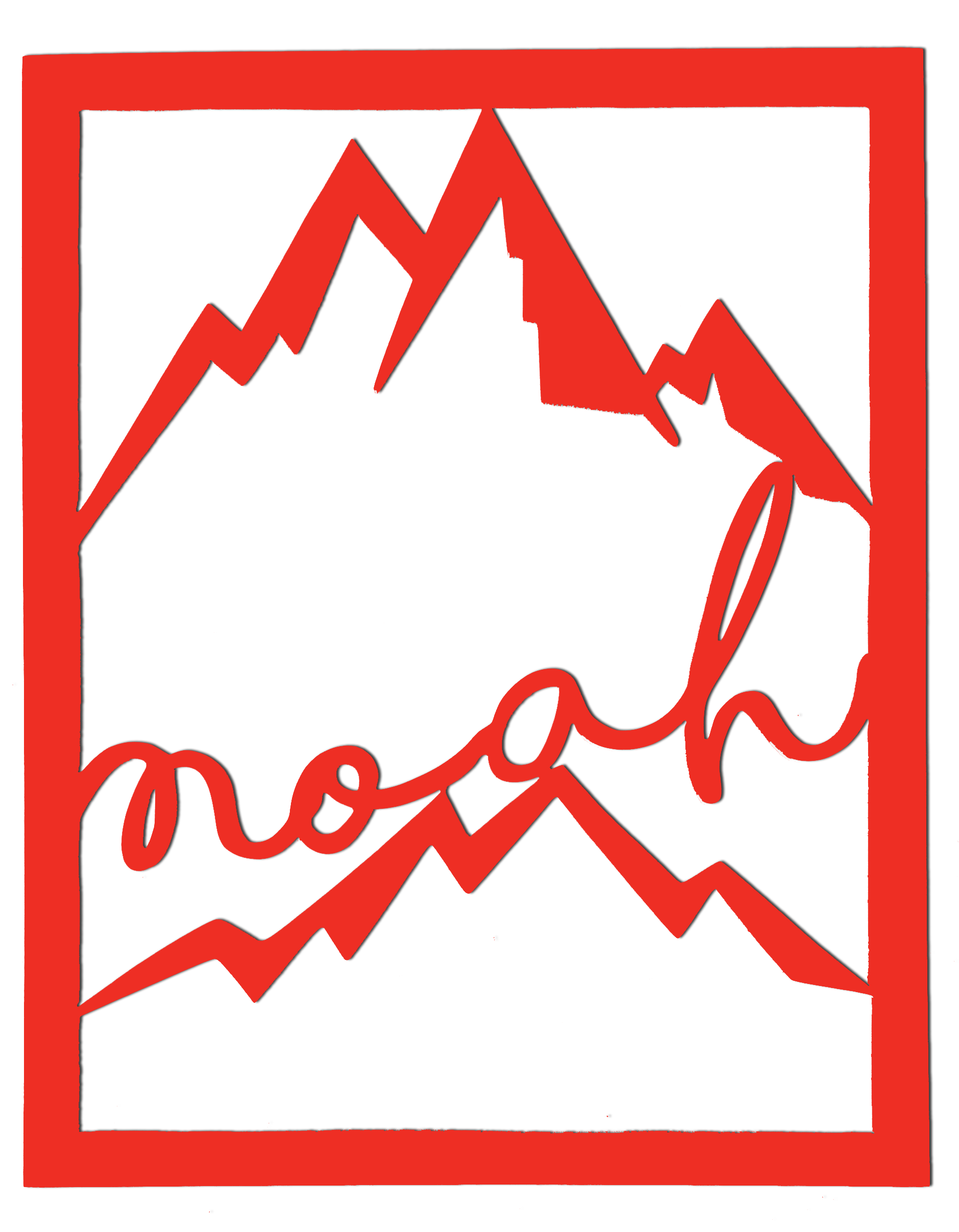 Cadre Dco rouge, motif "montagnes" prnom personnalis pour chambre d'enfant