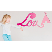 Plaque de Porte Personnalisée Enfant - Motif Tipi - Couleur Framboise/Lilas