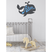Plaque de porte en bois forme Baleine pour enfant couleur au choix prénom personnalisable