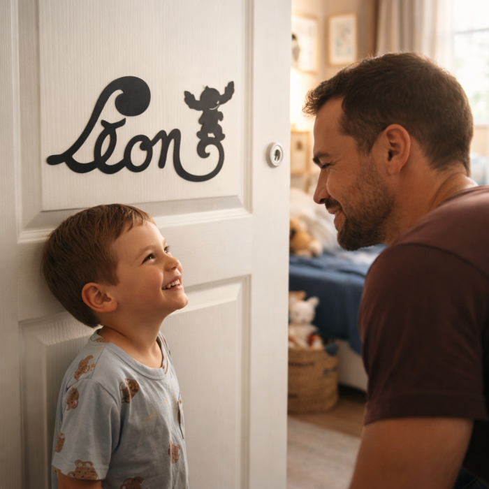 Plaque de Porte - motif Stitch - Couleur Anthracite