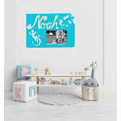 Cadre photo motif SALAMANDRE prénom personnalisé pour chambre d'enfant