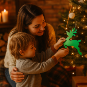 Déco Noël Cerf vert paillette