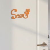 Plaque de Porte Personnalisée en Bois - Motif Renard - Couleur Orange