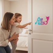 Plaque de Porte - Motif F�e - Couleur Turquoise/Framboise