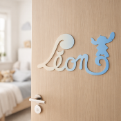 Plaque de Porte - motif Stitch - Couleur Ecru/Bleu