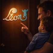 Plaque de Porte - motif Stitch - Couleur Ecru/Turquoise