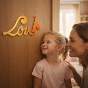 Plaque de Porte Personnalisée Enfant - Motif Tipi - Couleur Jaune/Orange