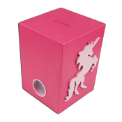 Tirelire personnalisée en bois avec motif couleur framboise