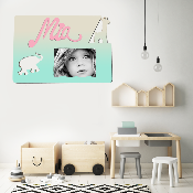 Cadre photo motif SAVANE prénom personnalisé pour chambre d'enfant