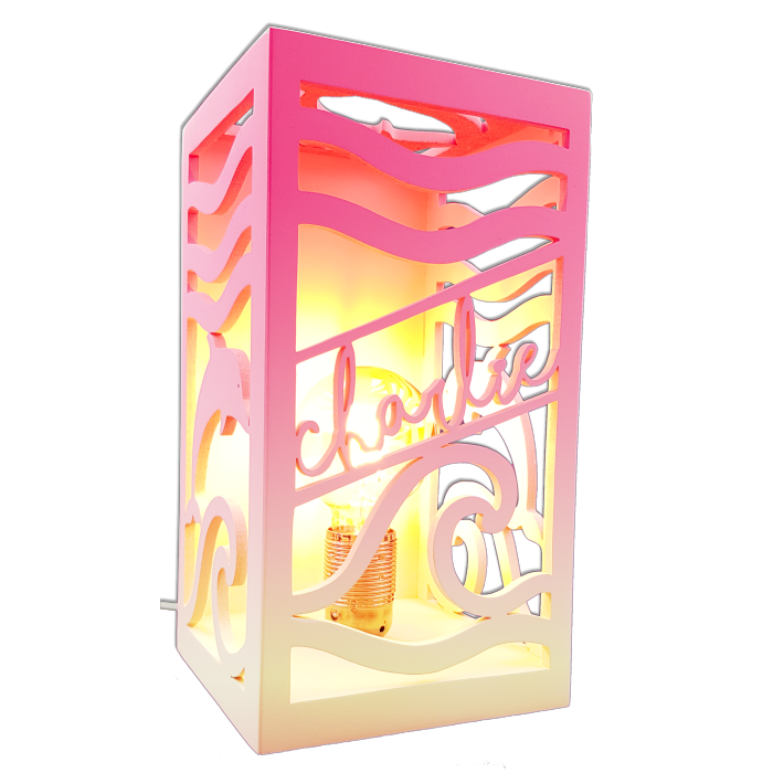 Lampe colonne personnalisée en bois