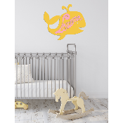 Plaque de porte en bois forme Baleine pour enfant couleur au choix prénom personnalisable