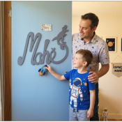 Nouvelle Plaque de Porte - Motif Dino - Couleur Ardoise Bleue