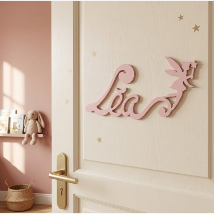 Nouvelle Plaque de Porte - Motif Fée - Couleur Pastel Petal