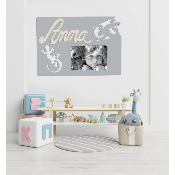 Cadre photo motif SALAMANDRE prénom personnalisé pour chambre d'enfant
