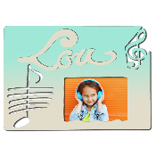 Cadre photo motif MUSIQUE prénom personnalisé pour chambre d'enfant