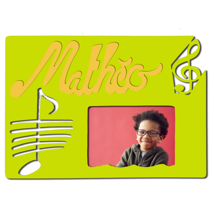Cadre photo motif MUSIQUE prénom personnalisé pour chambre d'enfant