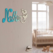 Plaque de Porte - motif Pirate - Couleur Turquoise/Ecru