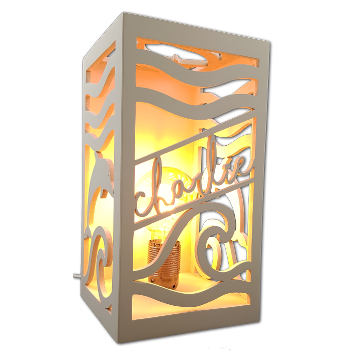 Lampe colonne personnalisée en bois