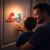 Plaque de Porte - motif Stitch - Couleur Rouge/Turquoise