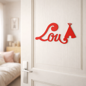 Plaque de Porte Personnalisée Enfant - Motif Tipi - Couleur Rouge