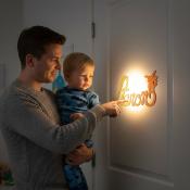 Plaque de Porte Personnalisée en Bois - Motif Pikachu - Couleur Jaune/Orange