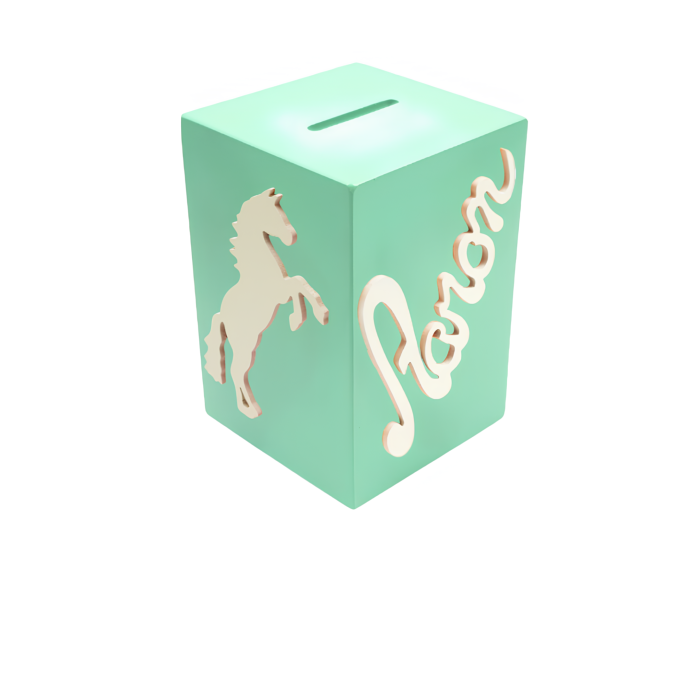 Tirelire Personnalisée pour Garçon- Motif Cheval - Couleur Vert
