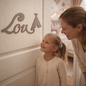 Plaque de Porte Personnalisée Enfant - Motif Tipi - Couleur Mastic