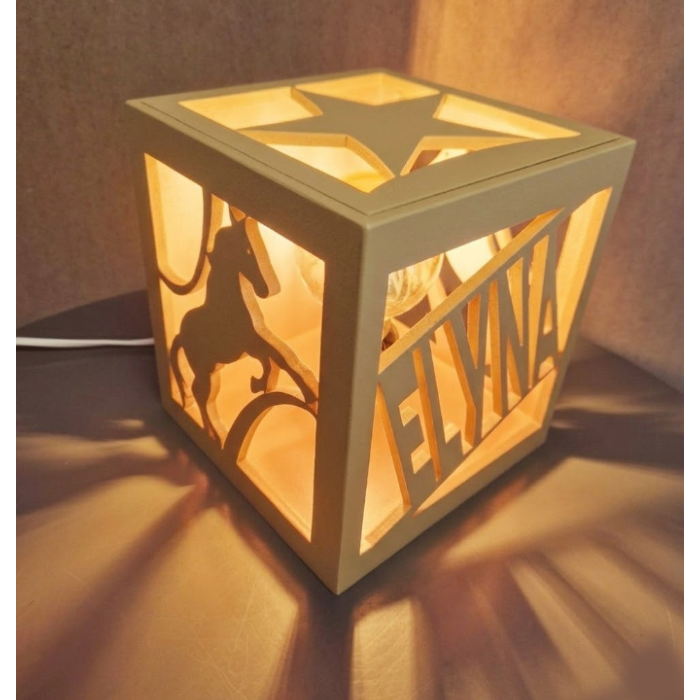 Lampe cube Nouvelle Couleur Chêne Pâle