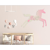 Plaque de porte en bois forme Licorne pour enfant couleur au choix prénom personnalisable