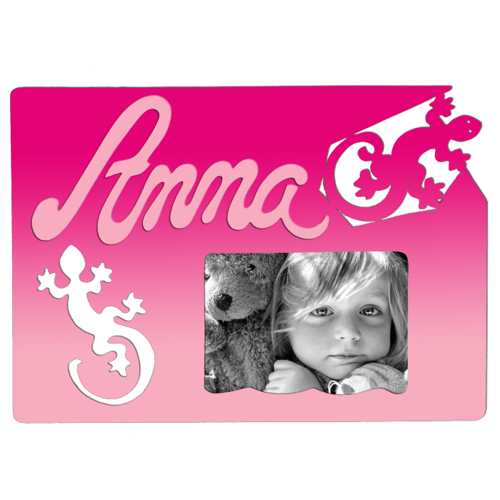 Cadre photo motif SALAMANDRE prénom personnalisé pour chambre d'enfant