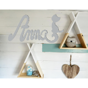 Plaque de Porte Personnalisée en Bois - Motif Chat - Couleur Gris