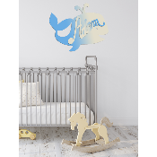 Plaque de porte en bois forme Baleine pour enfant couleur au choix prénom personnalisable