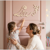 Nouvelle Plaque de Porte - Motif Fée - Couleur Lin Blanc