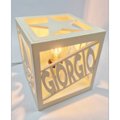 Lampe cube Nouvelle Couleur Lin Blanc