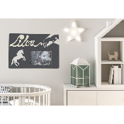 Cadre photo motif CHEVAL  prénom personnalisé pour chambre d'enfant