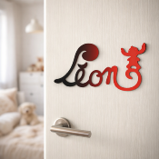 Plaque de Porte - motif Stitch - Couleur Anthracite/Rouge