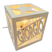 Lampe cube Nouvelle Couleur Lin Blanc