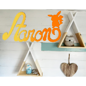 Plaque de Porte Personnalisée en Bois - Motif Pikachu - Couleur Jaune/Orange