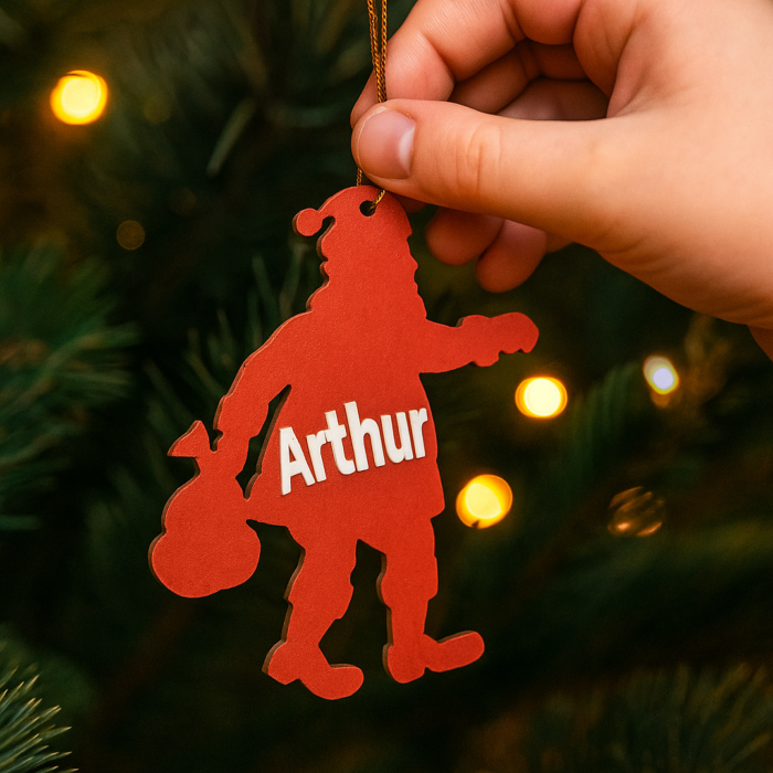 Père Noël 2 déco sapin avec Prénom