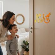 Plaque de Porte - motif Dino - Couleur Jaune/Orange