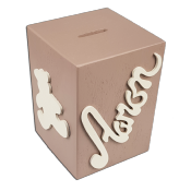 Tirelire personnalisée en bois avec motif couleur mastic