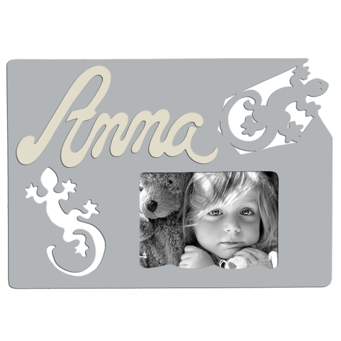 Cadre photo motif SALAMANDRE prénom personnalisé pour chambre d'enfant