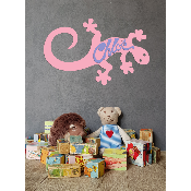 Plaque de porte en bois forme Salamandre pour enfant couleur au choix prénom personnalisable