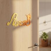 Plaque de Porte Personnalisée en Bois - Motif Pikachu - Couleur Jaune/Orange