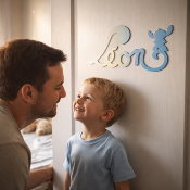 Plaque de Porte - motif Stitch - Couleur Ecru/Bleu