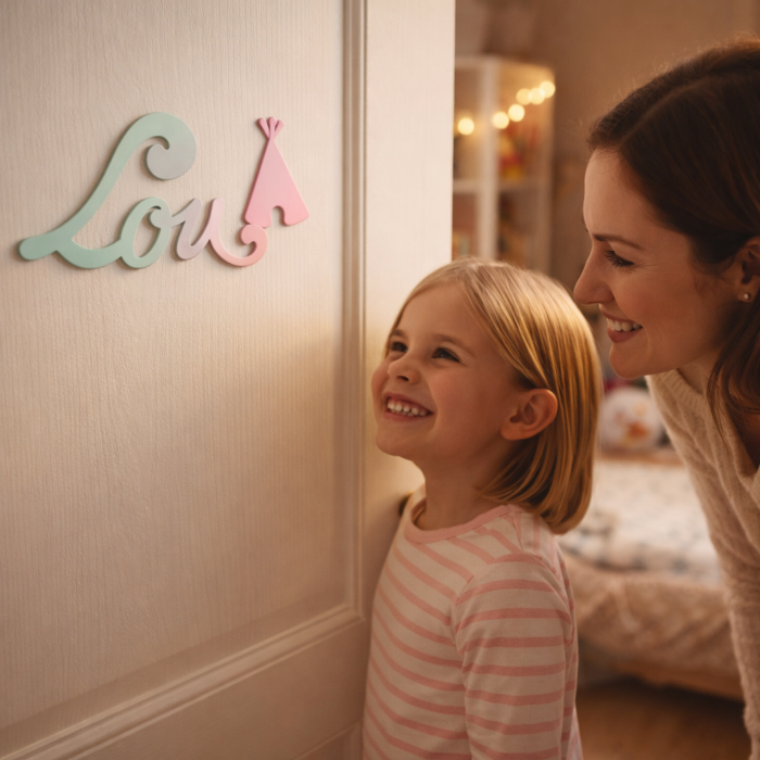 Plaque de Porte Personnalisée Enfant - Motif Tipi - Couleur Vert/Lilas