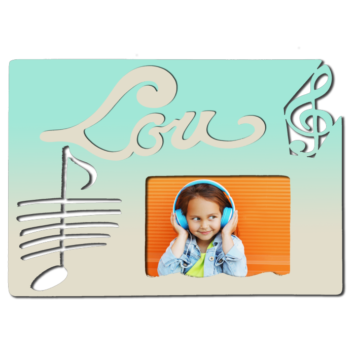Cadre photo motif MUSIQUE prénom personnalisé pour chambre d'enfant