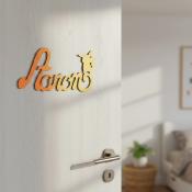 Plaque de Porte Personnalisée en Bois - Motif Pikachu - Couleur Orange/Jaune