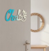 Plaque de Porte Personnalisée Enfant - Motif Mickey - Couleur Turquoise/Ecru